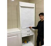 Oracra Porte Accordéon Portes Coulissantes à Tambour Buffet Portes de Placard Enroulables pour Petits Espaces Barrière de Penderie Rétractable en Plastique avec Rail et Poignées(16x25in (41x64cm))