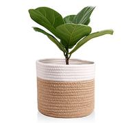 Oradrem - Panier à plantes moderne en corde de coton tissée pour pot de fleurs de 25 cm, pot de fleurs d'intérieur - panier de rangement pour décoration d'intérieur, 28 x 28 cm (H x l) - marron