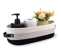 Oradrem Panier de toilette en corde de coton pour décoration de salle de bain, support de papier toilette, décoration d'intérieur de ferme, petits paniers 33 x 15 x 10,2 cm, noir