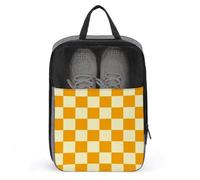 Orage and Beige Sac à chaussures à motif damier pour voyage usage quotidien Sac de rangement anti-poussière Sac à chaussures de golf