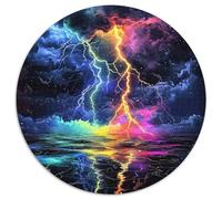Orage Éclair Arc en Ciel Puzzle 1000 Pièces Rond Papier pour Adultes Ciel Fantaisie Eau