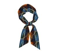Orage, rayons de soleil sur l'océan, vagues déchaînées, feu ardent dans l'air, pression atmosphérique. Long foulard en satin pour femme, imprimé intégral, doux au toucher soyeux, foulard pour cheve