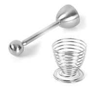 ORAGKE 2 en 1 Toqueur à Œuf et Coquetier à Spirale Ressort en Acier Inoxydable - Coupe Oeuf à la Coque/Œufs Durs Facilement - Séparateur de Coquille Durable - Lavable au Lave-Vaisselle