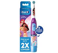 Oral-B Brosse à dents à batterie pour enfant avec princesses Disney, pour enfants de 3 ans et plus, rose/turquoise