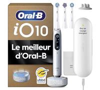 Oral-B Brosse à Dents Electrique iO 10, 3 Brossettes de Rechange, Blanche- 7 Modes dont Blancheur et Soin des Gencives, Capteur de Pression, Batterie Rechargeable, Coach de Brossage, Etui