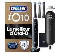 Oral-B iO Série 10 Brosse à Dents Électrique Noire, Coaching Et Contrôle De Pression, Modes Soin Des Gencives Et Douceur, 3 Brossettes Rondes De Rechange, 1 Chargeur, 1 Étui De Voyage, En Carton