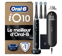 Oral-B Brosse à Dents Electrique iO 10 avec 3 Brossettes de Rechange, Noire - 7 Modes de Brossage dont Blancheur et Soin des Gencives, Capteur de Pression, Batterie Rechargeable, Guidage IA, Etui