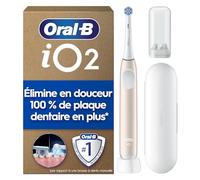 Oral-B Brosse à Dents Electrique iO 2 avec 1 Brossette de Rechange, Rose - 3 Modes de Brossage Silencieux dont Douceur, Capteur de Pression sur les Gencives, Batterie Rechargeable, Etui