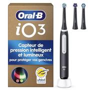 Oral-B Brosse à dents électrique iO 3 Noire – 3 modes, silencieuse, capteur de pression, 3 brossettes