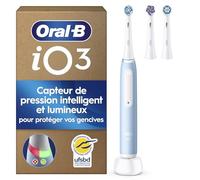 Oral-B Brosse à dents électrique iO 3 Bleue, 3 modes (blancheur), capteur de pression, 3 brossettes