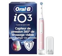 Oral-B Brosse A Dents Electrique iO 3 Rose, 3 Modes De Nettoyage Dont Blancheur, Brossage Silencieux, Capteur De Pression, Brossette De Rechange Oral B, Embout Rond, Chargeur, En Carton