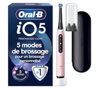Oral-B Brosse à Dents Electrique iO 5 avec 1 Brossette de Rechange, Rose - 5 Modes de Brossage dont Douceur et Blancheur, Capteur de Pression sur les Gencives et d’Usure, Batterie Rechargeable, Etui