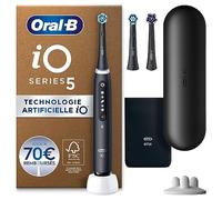 Oral-B Brosse A Dents Electrique iO 5 Noire, 5 Modes De Brossage Dont Blancheur, Capteur De Pression Sur Les Gencives, 3 Brossettes De Rechange Oral B, Etui De Voyage, Chargeur, Emballage Carton