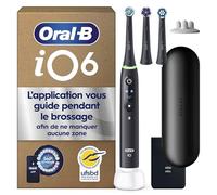 Oral-B Brosse à dents iO6 Noire, 5 modes (blancheur/gencives), capteur de pression, 3 brossettes