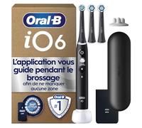 Oral-B Brosse à Dents Electrique iO 6, 3 Brossettes de Rechange, Noire - 5 Modes de Brossage dont Blancheur et Soin des Gencives, Capteur de Pression, Batterie Rechargeable, Ecran Interactif, Etui