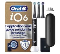 Oral-B Brosse A Dents Electrique iO 6 Noire, 5 Modes De Brossage Dont Blancheur Et Soin Des Gencives, Capteur De Pression, Ecran Interactif, 3 Brossettes De Rechange Oral B, Etui De Voyage, Carton