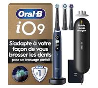 Oral-B Brosse à Dents Electrique iO 9, 3 Brossettes de Rechange, Bleu Saphir - 7 Modes de Brossage dont Smart Adapt, Blancheur, Soin Gencives, Charge Rapide de la Batterie, Capteur de Pression, Etui