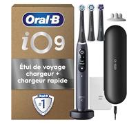 Oral-B Brosse A Dents Electrique iO 9 Noire, 7 Modes De Brossage Dont Blancheur Et Soin Des Gencives, 16 Zones De Nettoyage, Ecran Interactif, 3 Brossettes Oral B De Rechange, Etui De Voyage, Carton