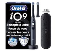 Oral-B Brosse A Dents Electrique iO 9 Noire Edition Coffret Cadeau, 7 Modes De Brossage Dont Blancheur Et SMART ADAPT, Ecran Interactif, 2 Brossettes Oral B De Rechange, Etui De Voyage