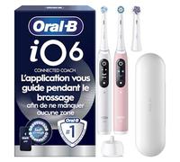 Oral-B Brosse A Dents Electrique, Pack Duo, Manches Blanche Et Rose, 5 Modes De Brossage Dont Blancheur Et Soin De Gencives, Capteur De Pression, 3 Brossettes Oral B De Rechange, Etui De Voyage
