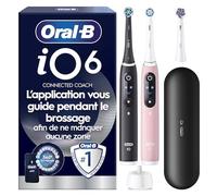 Oral-B Brosse A Dents Electrique, Pack Duo, Manches Noire Et Rose, 5 Modes De Brossage Dont Blancheur Et Soin De Gencives, Capteur De Pression, 3 Brossettes Oral B De Rechange, Etui De Voyage