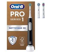 Oral-B Brosse à Dents Electrique Pro 1 avec 3 Brossettes de Rechange, Noire - 3 Modes de Nettoyage dont Douceur, Brossage avec des Oscillo-Rotations et Pulsations, Chargeur, Emballage en Carton