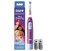 Oral-B Brosse à dents électrique Pro alimentée par piles pour enfants, 1 tête de brosse à dents, avec personnages de voitures ou de princesses pour enfants (les personnages Disney peuvent varier)