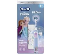 Oral-B Brosse à dents électrique Pro Kids - Cadeaux de Noël pour enfants, 1 tête de brosse à dents, 4 autocollants La Reine des Neiges, 1 étui de voyage, 2 modes avec mode sensible adapté aux enfants,