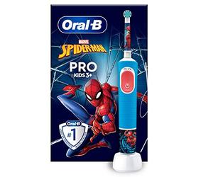 Oral-B Brosse à Dents Electrique Pro Kids, Embout Spider-Man, Bleu et Rouge | 2 Modes de Brossage pour Enfants de 3 Ans et Plus, Tête Ronde Douce sur les Gencives, Disney Magic Timer