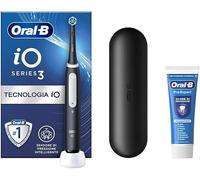 Oral-B Brosse à dents électrique rechargeable iO 3 noir, 1 brosse à dents électrique, 1 tête de rechange, étui de voyage + dentifrice Oral-B Pro Expert - Nettoyage des dents efficace, nouvelle version