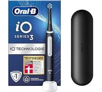 Oral-B Brosse à dents électrique rechargeable iO 3 noir, 1 brosse à dents électrique, 1 tête de rechange, étui de voyage + dentifrice Oral-B Advanced protection gencives, nettoyage efficace des dents