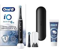 Oral-B Brosse à dents électrique rechargeable iO 6N Noir, 1 brosse à dents électrique, 2 têtes de rechange, étui de voyage + 1 dentifrice Oral-B Advanced Prevention Tartare, Nettoyage des dents
