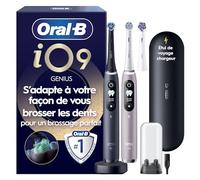 Oral-B iO 9 Brosses À Dents Électriques Rechargeables, Manche Noire et Rose connectés Bluetooth Avec Technologie Magnétique Révolutionnaire, 3 Brossettes, 1 Étui De Voyage