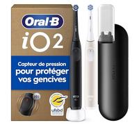 Oral-B Brosse à dents électrique iO 2 Duo – 2 brossettes, 3 modes, capteur de pression – noire/rose