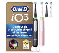 Oral-B Brosses à Dents Electriques iO 3 Duo, 4 Brossettes, Noire et Rose