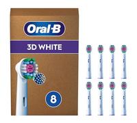 Oral-B Brossettes de Rechange 3D White, lot de 8, Blanches | Recharges Brosse à Dents Électrique Pro, Blanchiment avec une Coupelle de Polissage, Emballage en Carton