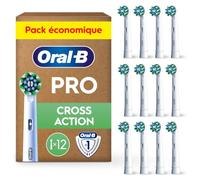 Oral-B Brossettes de Rechange Cross Action, lot de 12, Blanches | Recharges Brosse à Dents Électrique Pro, Filaments pour Eliminer la Plaque Dentaire, Emballage en Carton
