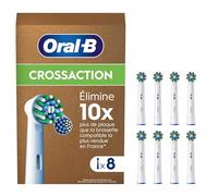 Oral-B Brossettes de Rechange Cross Action, lot de 8, Blanches - Recharges Brosse à Dents Électrique Pro, Filaments pour Eliminer la Plaque Dentaire, Emballage en Carton