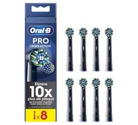 Oral-B Brossettes de Rechange Cross Action, lot de 8, Noires - Recharges Brosse à Dents Électrique Pro, Filaments pour Eliminer la Plaque Dentaire