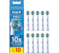 Oral-B Brossettes de Rechange Précision Clean, lot de 10, Blanches | Recharges Brosse à Dents Électrique Pro, Filaments Conçus pour un Nettoyage Précis et Doux sur les Gencives