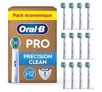 Oral-B Brossettes de Rechange Précision Clean, lot de 12, Blanches | Recharges Brosse à Dents Électrique Pro, Filaments Conçus pour un Nettoyage Précis et Doux sur les Gencives, en Carton