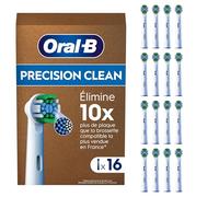 Oral-B Brossettes de Rechange Précision Clean, lot de 16, Blanches - Recharges Brosse à Dents Électrique Pro, Filaments Conçus pour un Nettoyage Précis et Doux sur les Gencives