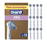 Oral-B Brossettes de Rechange Sensitive Clean, lot de 12, Blanches | Recharges Brosse à Dents Électrique Pro avec des Brins Ultra Doux pour les Gencives Saines, Emballage en Carton