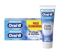 Oral-B Dentifrice Antibactérienne Au Zinc Complete Protect & Clean, Fraicheur Longue Durée Après Le Brossage Des Dents, Dentifrice Oral b Pour Prévenir Les Caries Et Maladies Des Gencives, 2x75ml