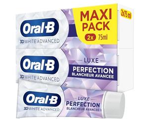 Oral-B Dentifrice Blancheur 3D White Advanced Luxe Perfection Contre Les Taches En Surface, Conçu Pour Un Brossage Des Dents Avancé, Arome Menthe, Pack De 150ml