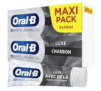 Oral-B Dentifrice Charbon 3D White Advanced Luxe Contre Les Taches En Surface, Conçu Pour Un Brossage Des Dents Avancé, Arome Menthe, 150ml