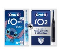 Oral-B Duo Pack Famille - 2 Brosses à Dents Electriques - iO Stitch et iO2 Noire