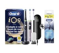 Oral-B Duo Pack iO 9 - Brosses à dents électriques (Noire & Rose) avec étui de voyage et 3 brossettes + pack de 6 brossettes