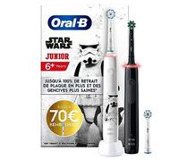 Oral-B Édition Familiale Brosses À Dents Électriques, Lot de 2 : 1 Brosse À Dents Électrique Oral-B Pro 3 Noire Et 1 Brosse À Dents Électrique Oral-B Junior Star Wars