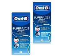 Oral-B Superfloss Lot de 2 fils dentaires pour appareils dentaires, bridges et implants - Fils préfabriqués pour une utilisation facile - Fil dentaire pour les endroits difficiles d'accès